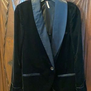 Free People Black Velvet Blazer XS